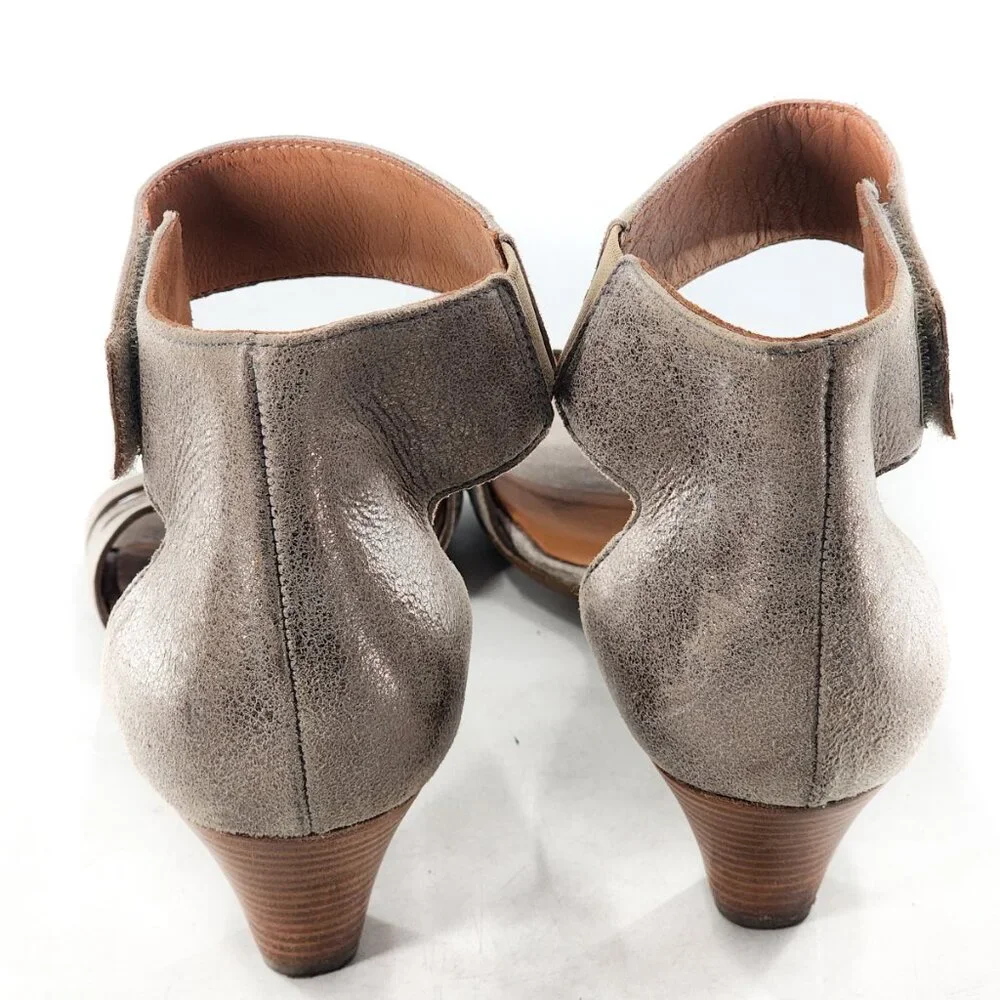 PAUL GREEN Coco Silver Metallic‎ Leather Ankle Strap Sandals